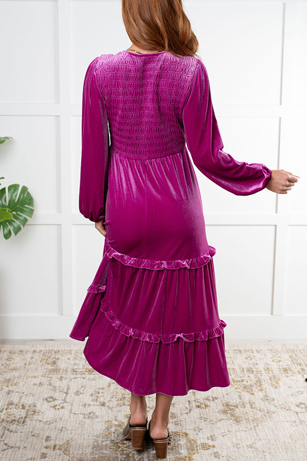 Velvet Layered Ruffles Dress
