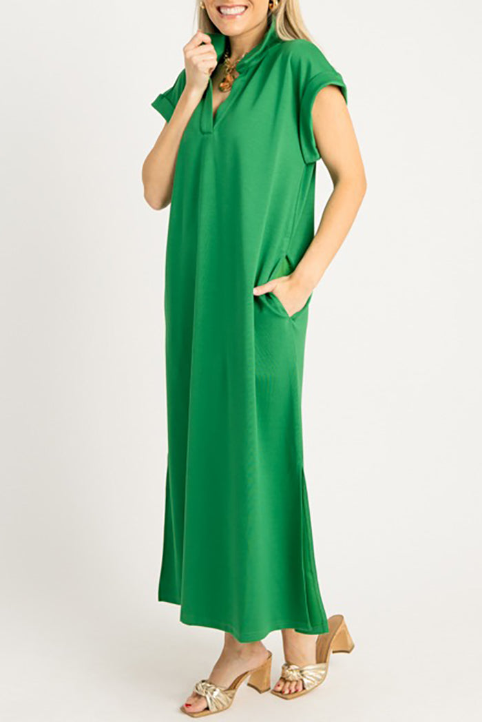 Cuffed Sleeves Maxi Dress