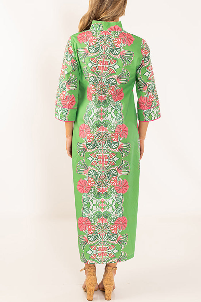 Floral 3/4 Sleeve Pocket Long Dress