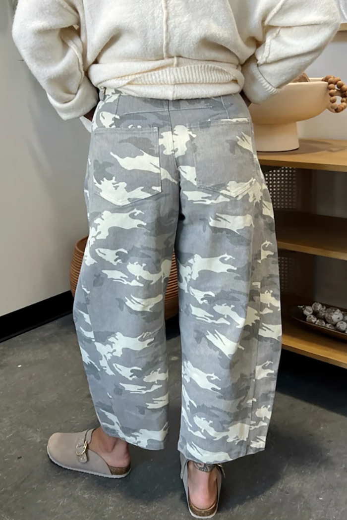 In Disguise Camo Barrel Jeans
