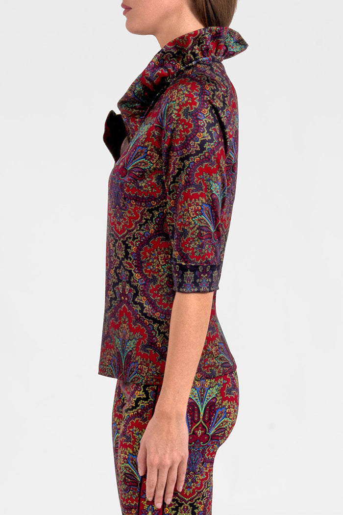 3/4 Sleeve Ruffneck Top