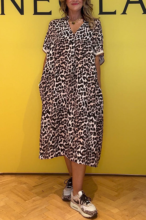 Casual Leopard Pocket Dress