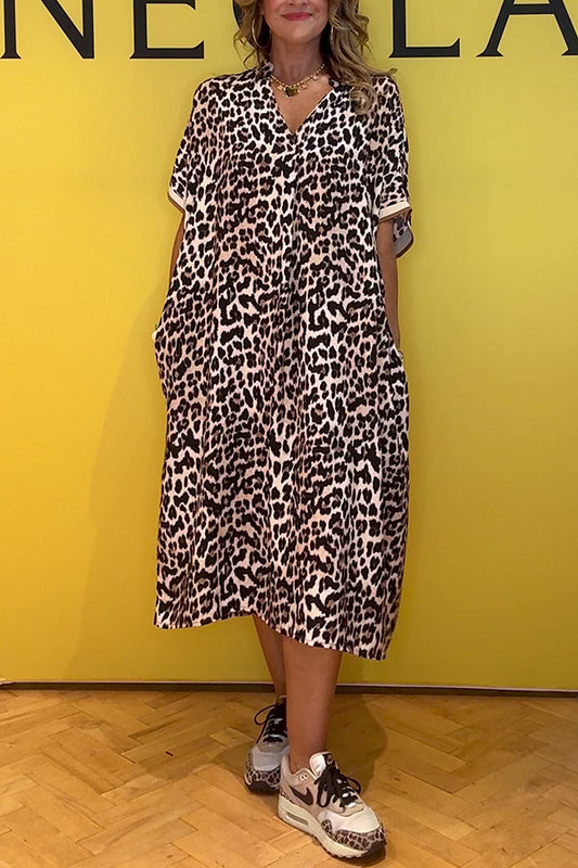 Casual Leopard Pocket Dress