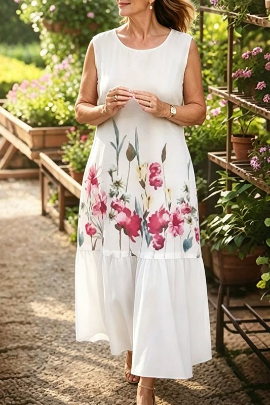 Sleeveless Floral Tiered Maxi Dress