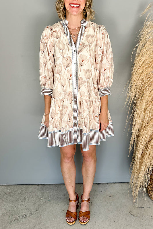 Floral Pattern Button Dress