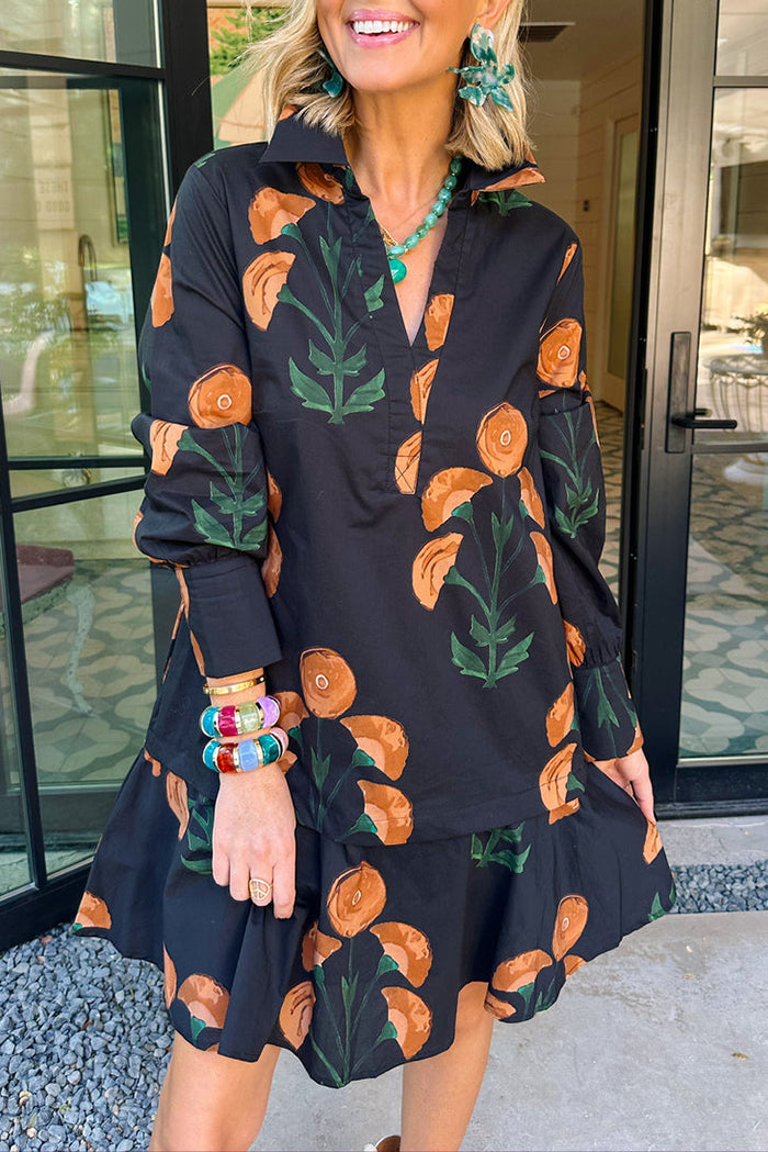 Floral V-Neck Ruffle Dress