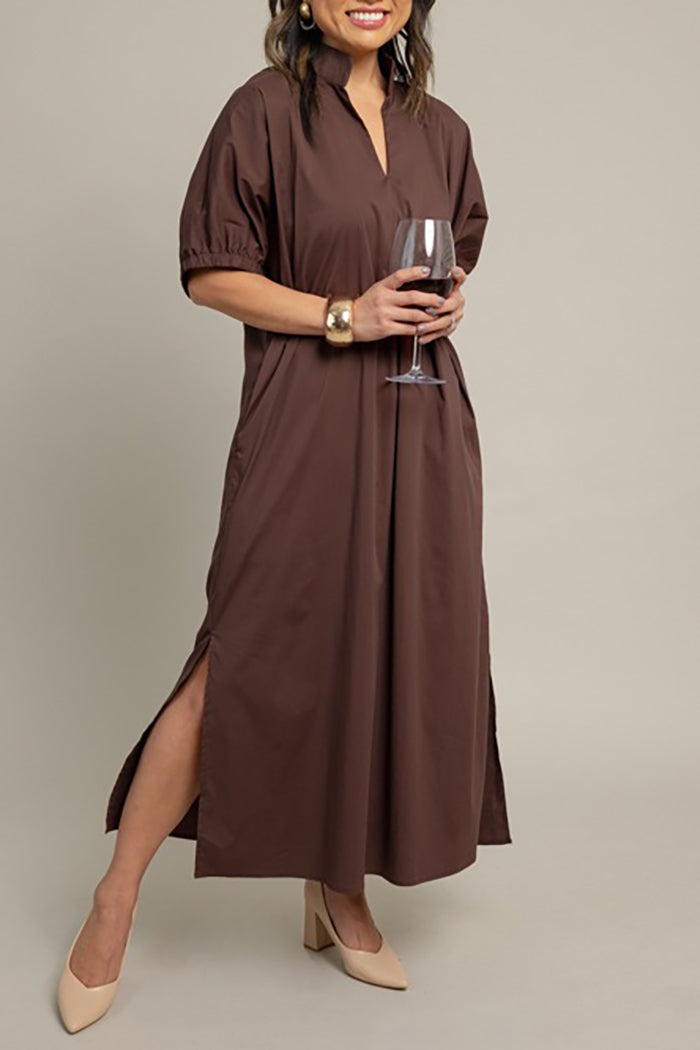 V-Neck Slit Pocket Maxi Dress