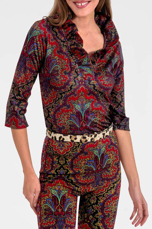 3/4 Sleeve Ruffneck Top