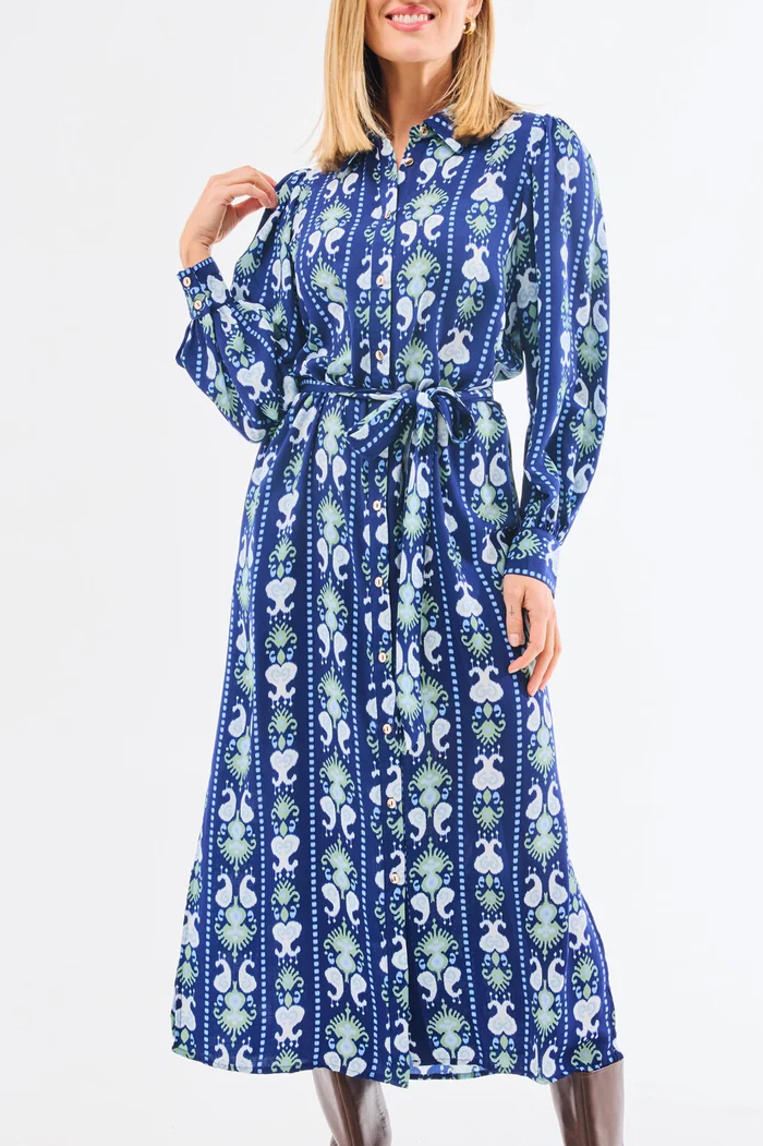 Casual Bold Printed Belt Dress