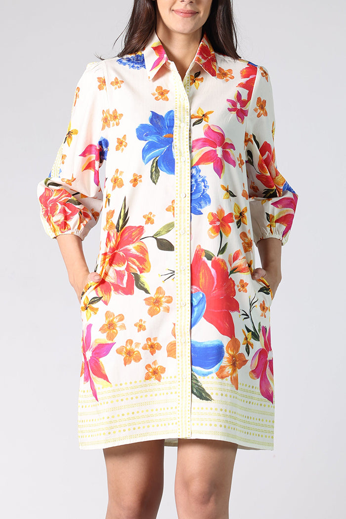 Floral Pattern Shirt Dress