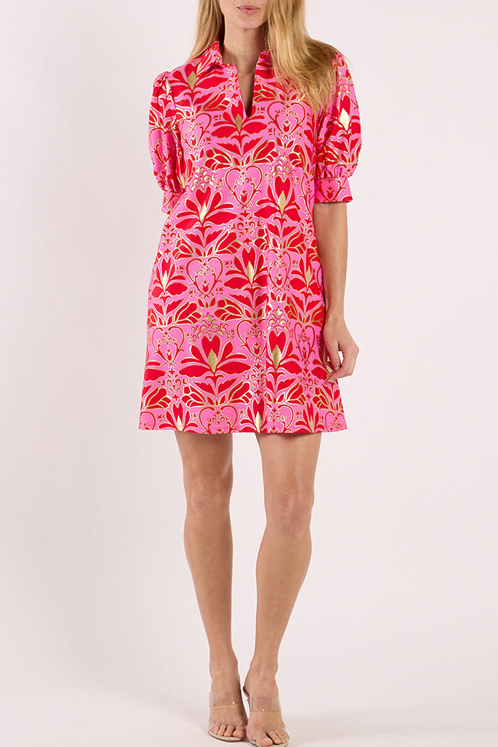 Floral Puffed Sleeve Pocket Dress
