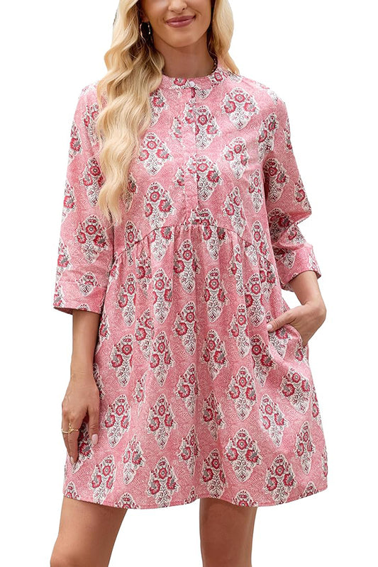 Button Up Pocket Floral Dress