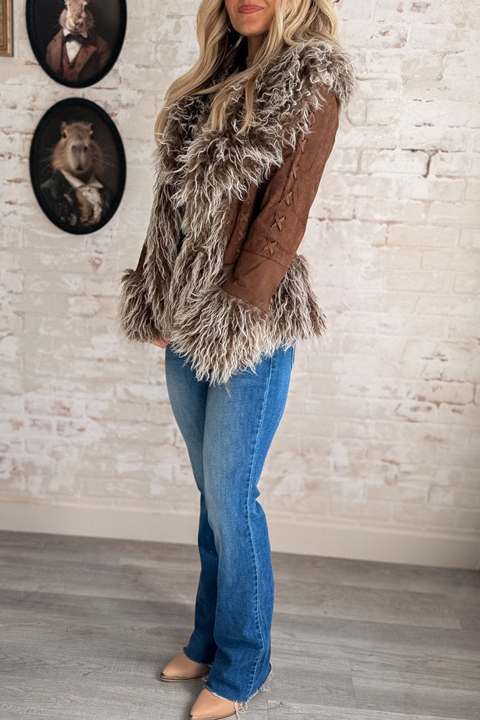 Brown Faux Fur Western Jacket