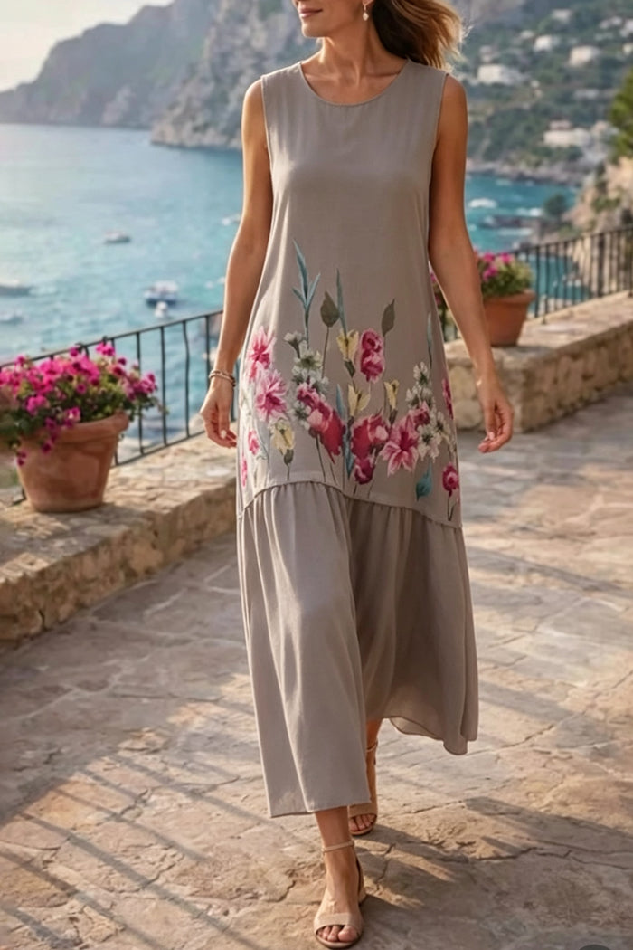 Sleeveless Floral Tiered Maxi Dress