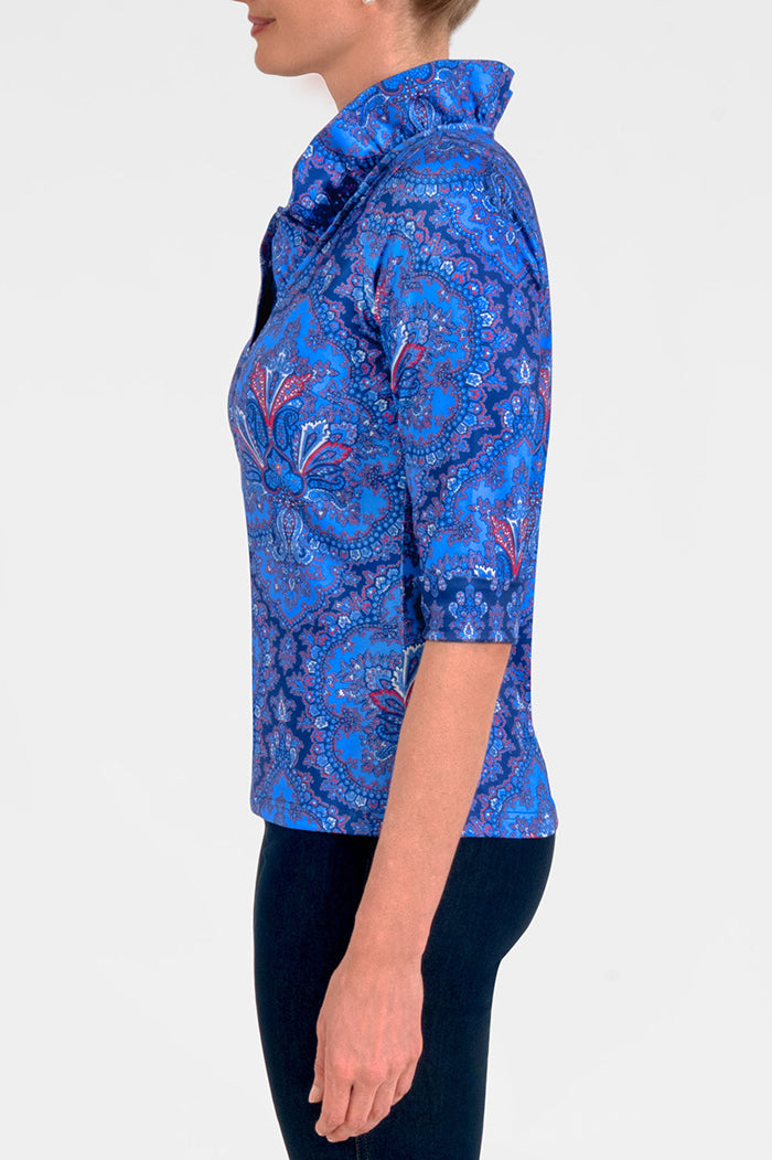 3/4 Sleeve Ruffneck Top