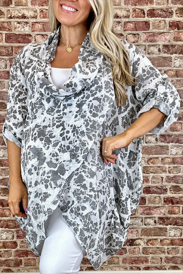 Casual Cowl Neck Irregular Top