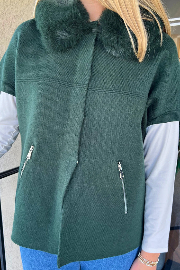 Faux Fur Trim Cardigan