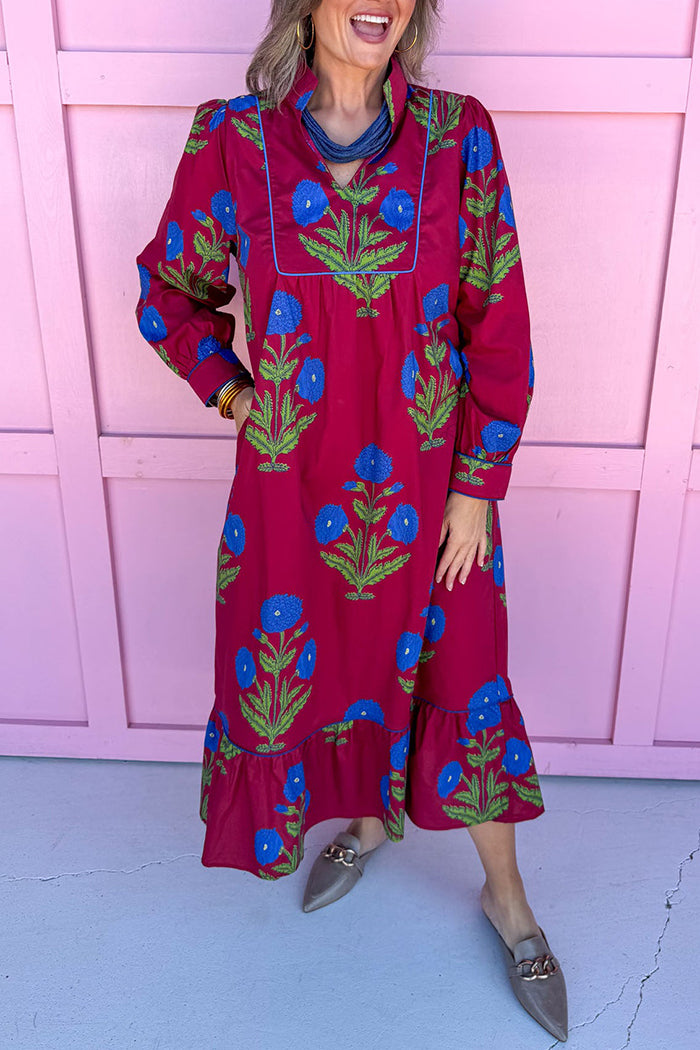 Long Sleeves Print Pocket Dress