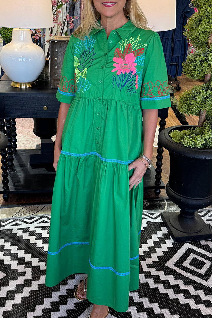Floral Button Pocket Maxi Dress