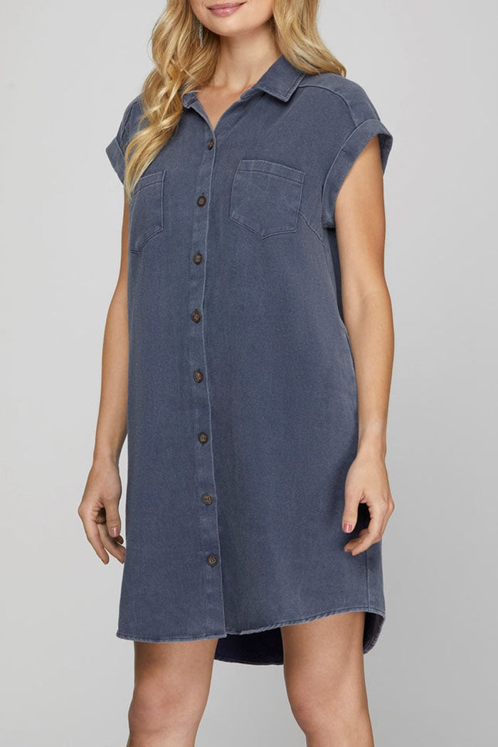 Denim Button Shirt Dress