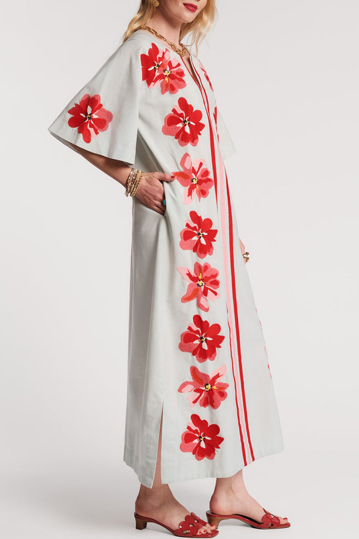Batwing Slit Side Floral Caftan