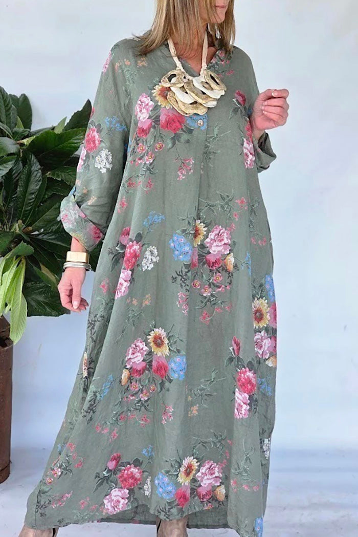 Floral Print Pocket Maxi Dress