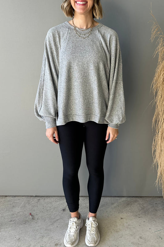 Round Neck Waffle Top