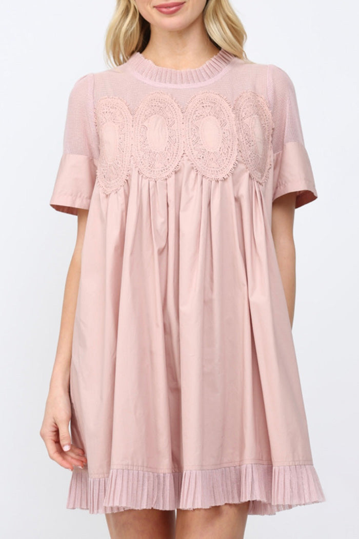 Lace Applique Ruffled Dress