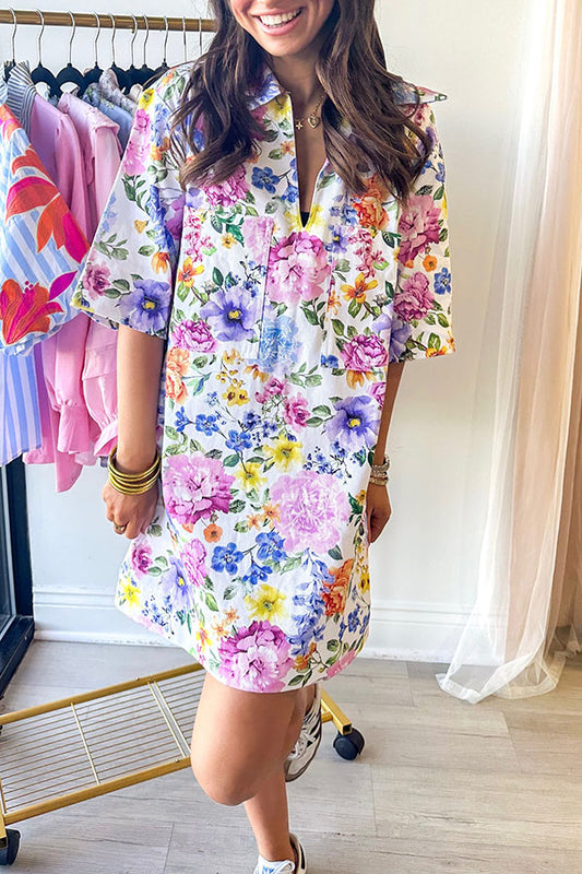 Casual Pocket Floral Dress