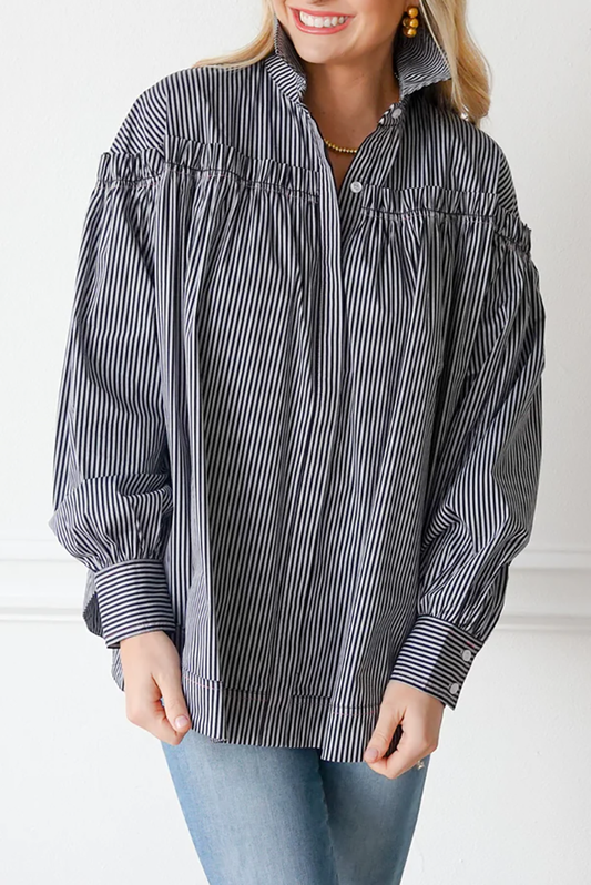 Ruffle Detail Stripes Blouse