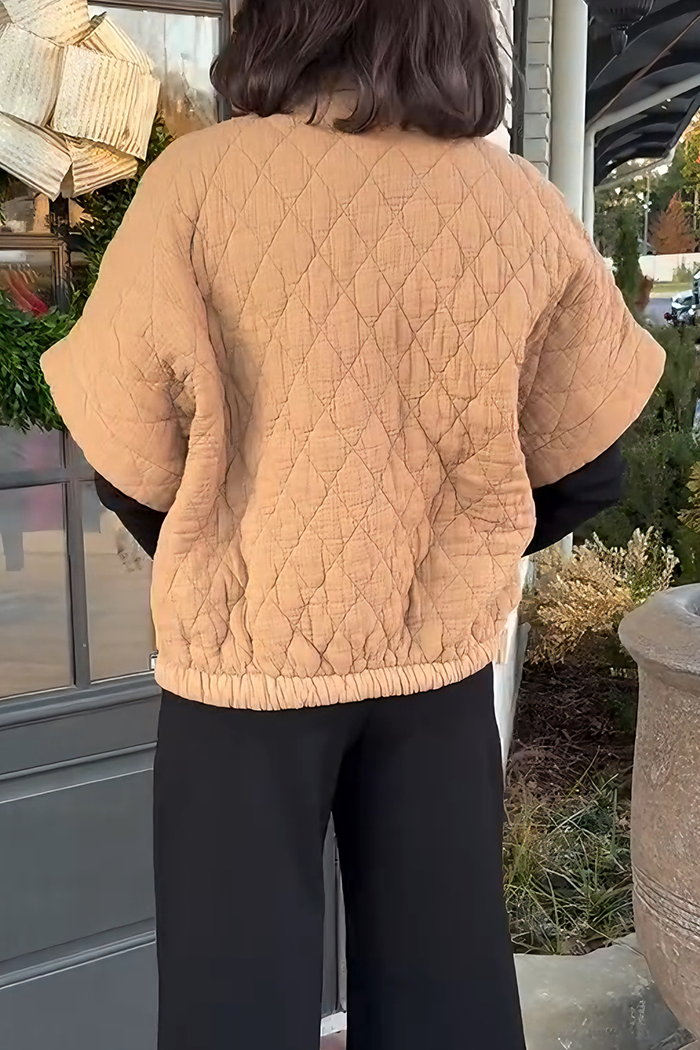 Pocketed Quilted Zip-Up Vest