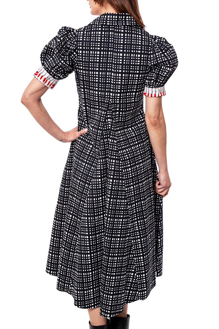 Puff Sleeve Grid Dress