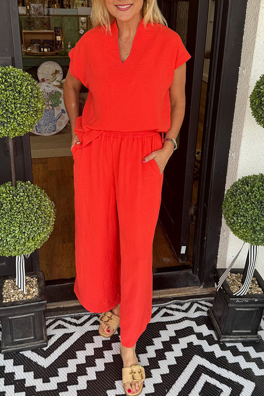 Solid Color Short Sleeves Set