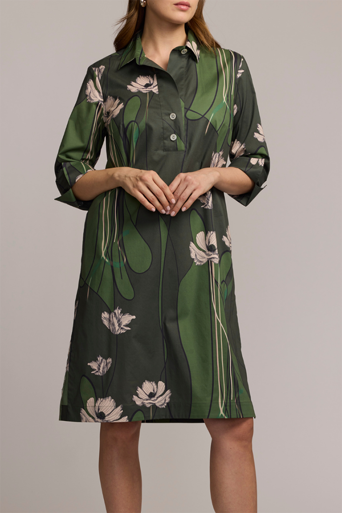 3/4 Sleeve Poppy Print Dress