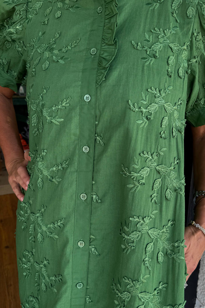 Puff Sleeve Embroidered Dress