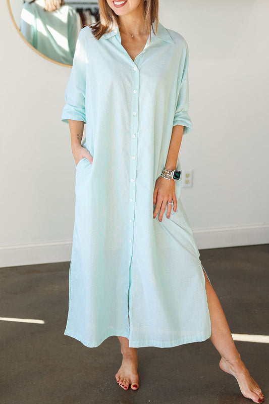 Side Slit Pocket Button Dress