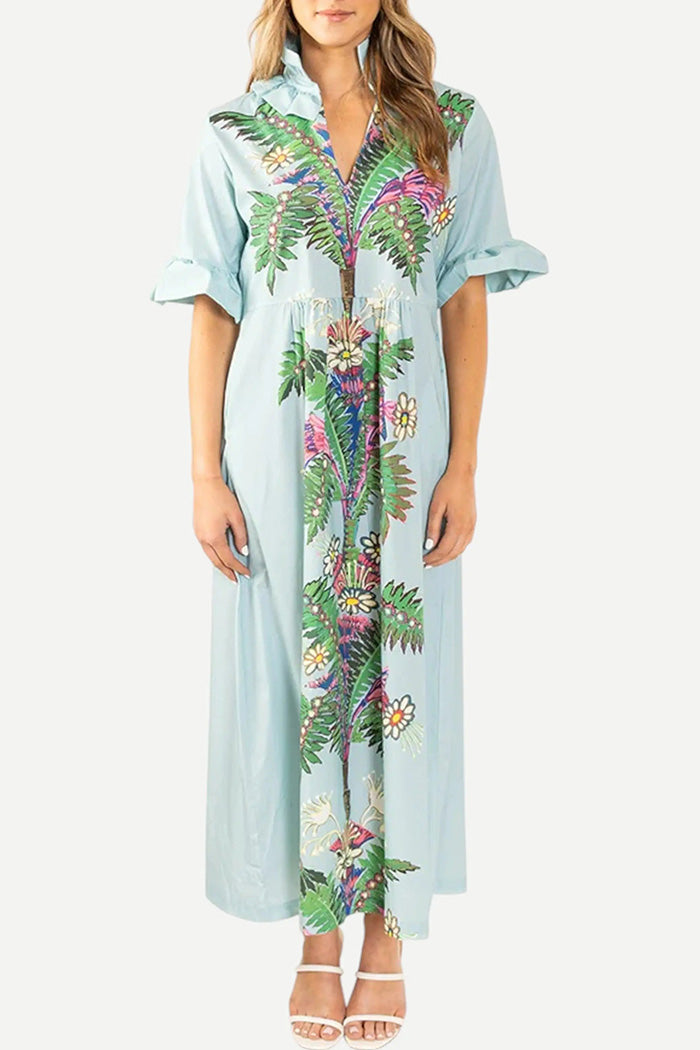 Graceful Ruffle Sleeve Floral Dress