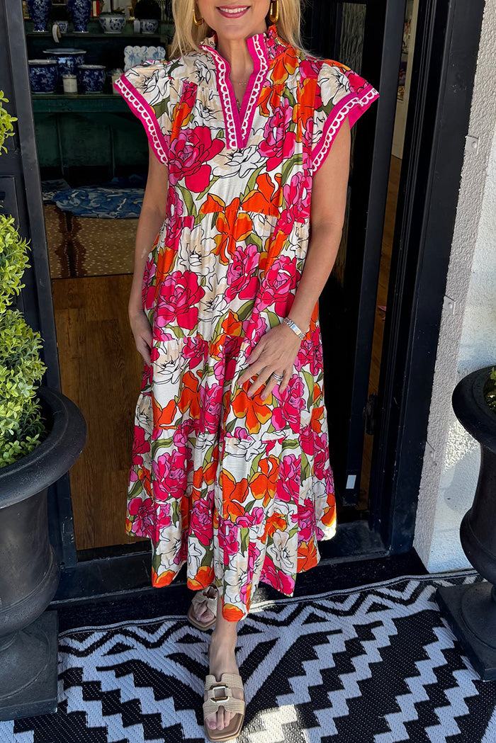 Floral Print Pocketed Midi Dress