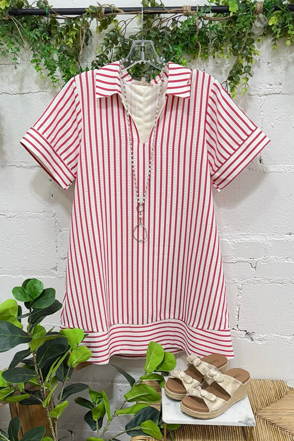 Casual Striped Pocket Dress