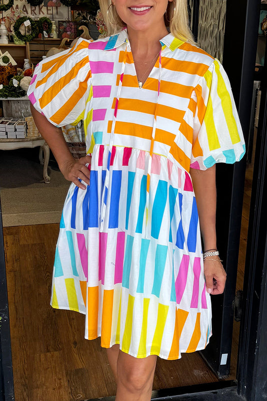 Multi Color Striped Shirt Dress