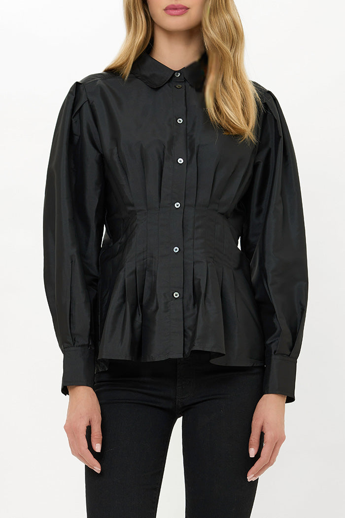 Ruched Waist Button Front Top