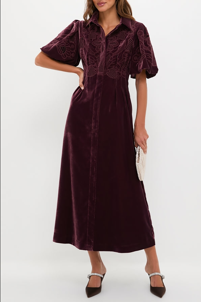 Casual Velvet Lace Dress