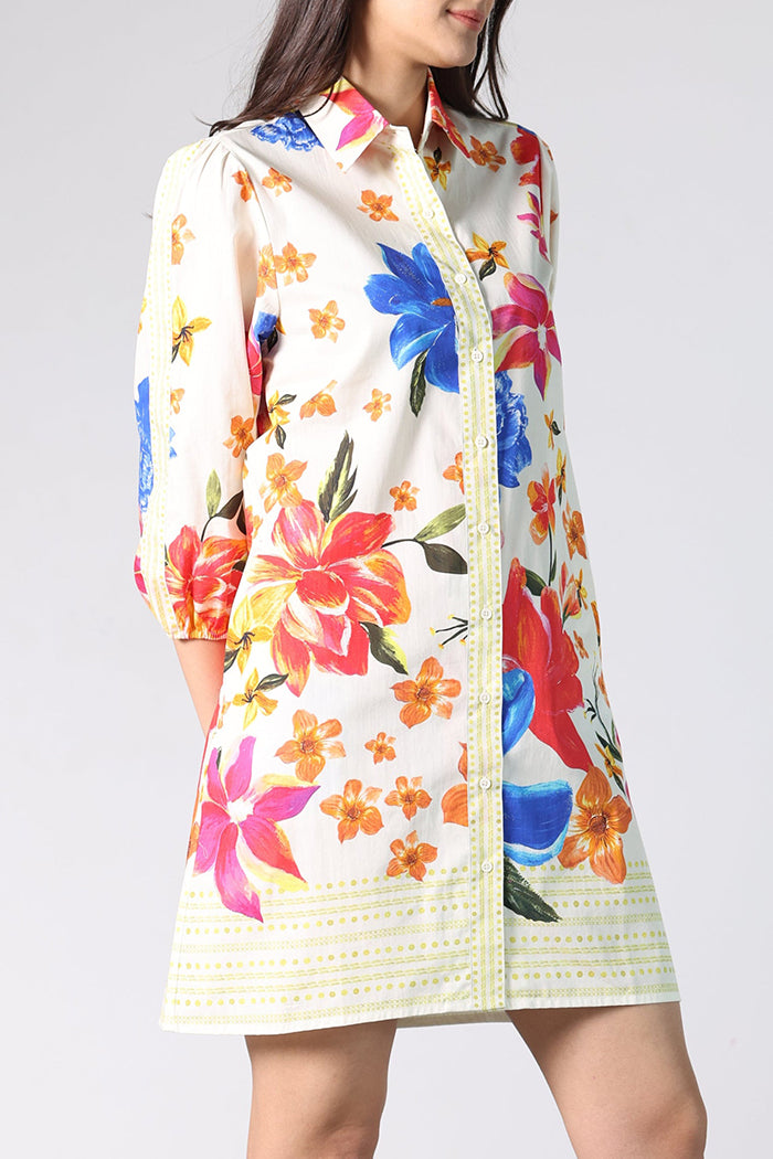 Floral Pattern Shirt Dress