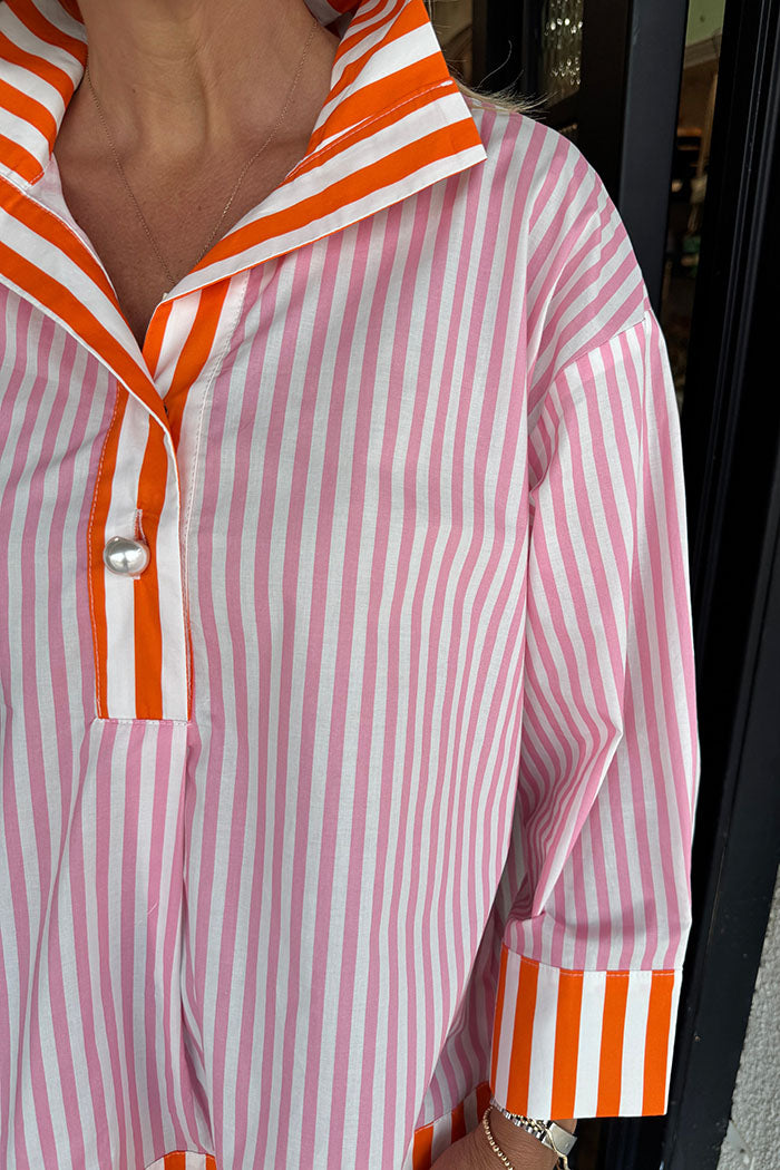 Striped Contrast Long-Sleeved Top