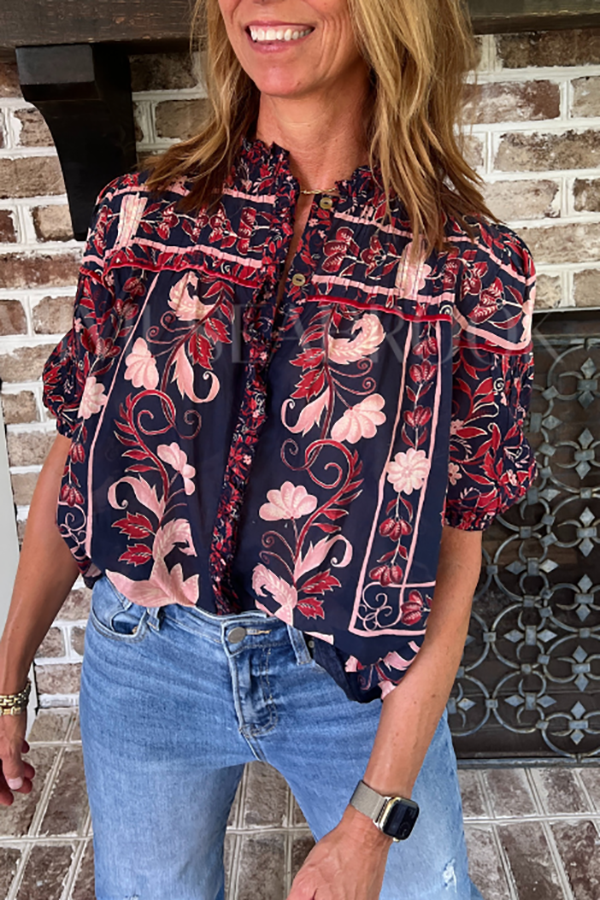 Boho Floral Scarf Blouse