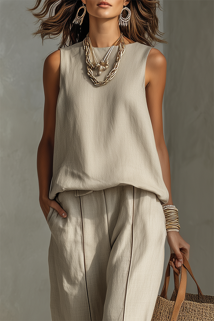 Sleeveless Casual Two Piece Set