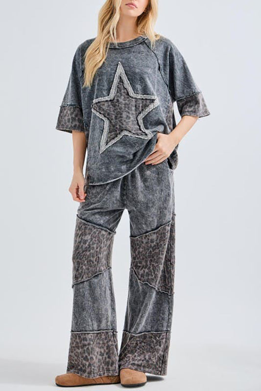 Round Neck Leopard Print Set