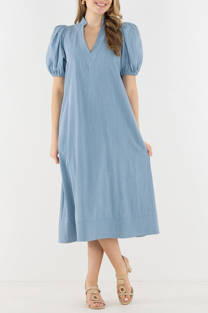 Puff Sleeve Pocket Dress