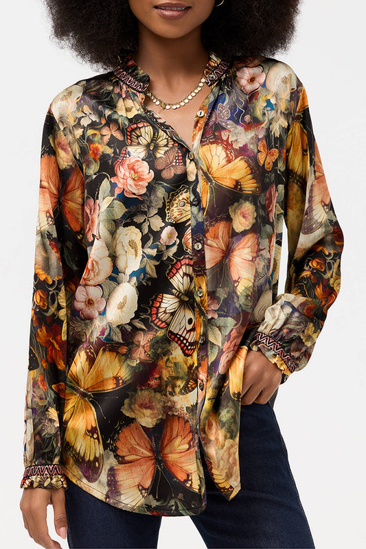 Lively Garden Butterfly Printed Top