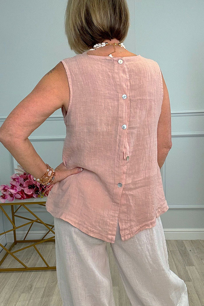 Sleeveless Button-Down Back Top
